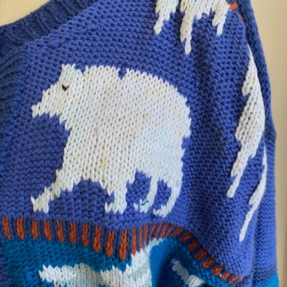 Vintage 80s Hand Knit Animal Cardigan Sweater by 20 Ans by Mariea Kim Size Large - Picture 5 of 10